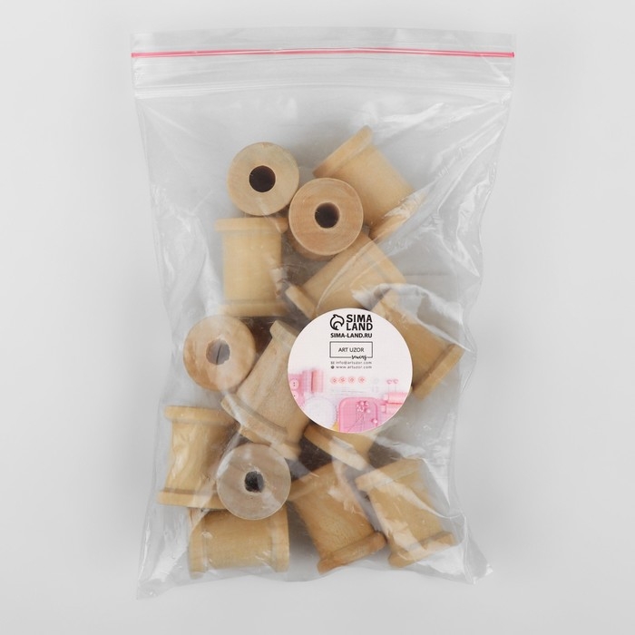 Набор деревянных катушек без покрытия, 15 шт, d = 2 × 2,5 см Набор деревянных катушек без покрытия, 15 шт, d = 2 × 2,5 см