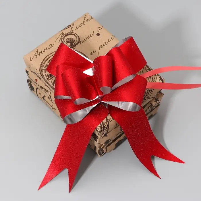 Бант - бабочка, Металлизированный с глиттером №4.5, красный Бант - бабочка, Металлизированный с глиттером №4.5, красный