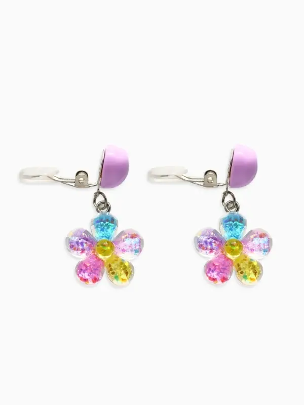 Серьги-клипсы детские Выбражулька «Цветок», сияющие, цветные