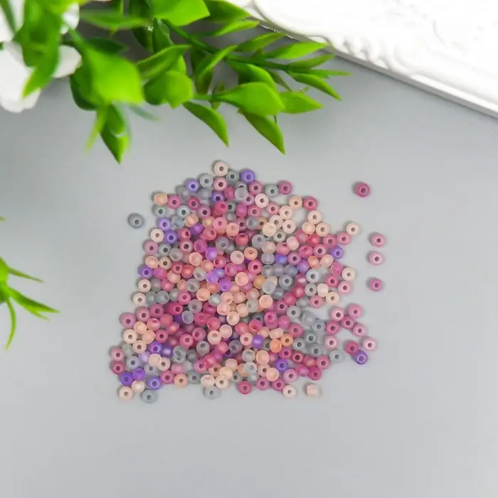 Бисер стекло 8/0  Бисер стекло 8/0 "Матовый полупрозрачный. Меланж фиолетово-жёлтый" 10 гр