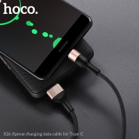 Кабель Hoco X26, Type-C - USB, 3 А, 1 м, нейлоновая оплетка, чёрно-золотистый