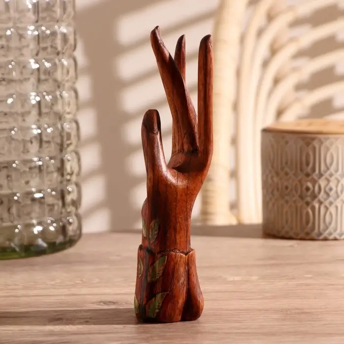 Подставка для колец дерево Подставка для колец дерево "Рука роспись" 20 см