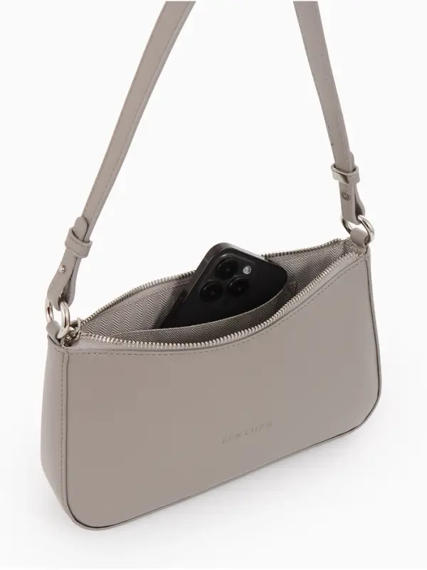 Сумка женская багет TEXTURA на молнии, 21×6×13 см, серая Сумка женская багет TEXTURA на молнии, 21×6×13 см, серая