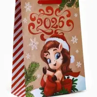 Пакет крафтовый подарочный «С Новым годом», L 31×40×11.5 см