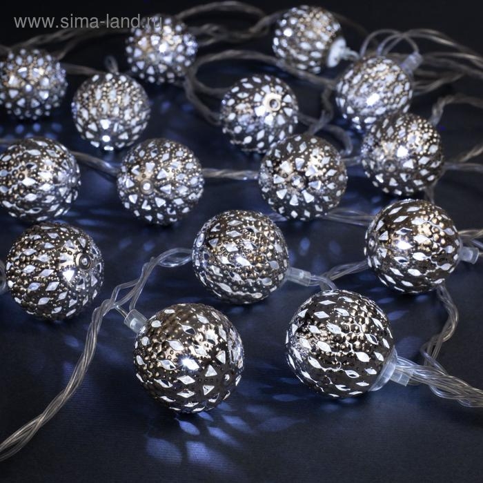 Гирлянда «Нить» 4 м с насадками «Шарик с узором», IP20, прозрачная нить, 20 LED, свечение белое, 8 режимов, 220 В Гирлянда «Нить» 4 м с насадками «Шарик с узором», IP20, прозрачная нить, 20 LED, свечение белое, 8 режимов, 220 В