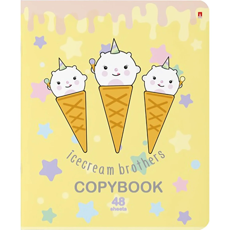 Тетрадь общая А5 ,48л, клетка,скрепка, МОРОЖЕНКИ, 5 шт в уп,7-48-780/5