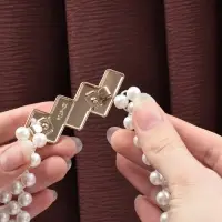 Подхват для штор &laquo;Кирпичики&raquo;, жемчуг на резинке, 2.2&times;7.5 см, 2&times;45 см, цвет белый, золотой