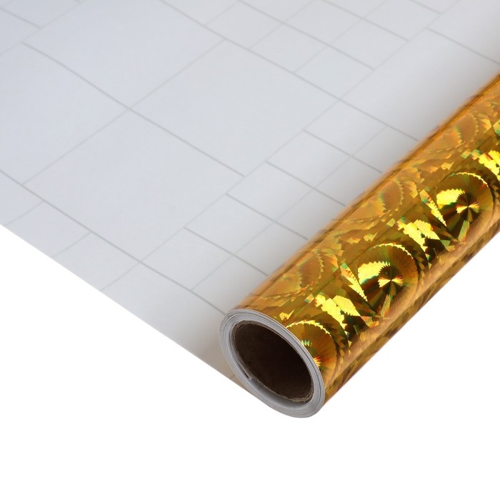 Пленка самоклеящаяся, голография, золотая, 0.45 х 3 м, 3 мкм Пленка самоклеящаяся, голография, золотая, 0.45 х 3 м, 3 мкм "Круги"