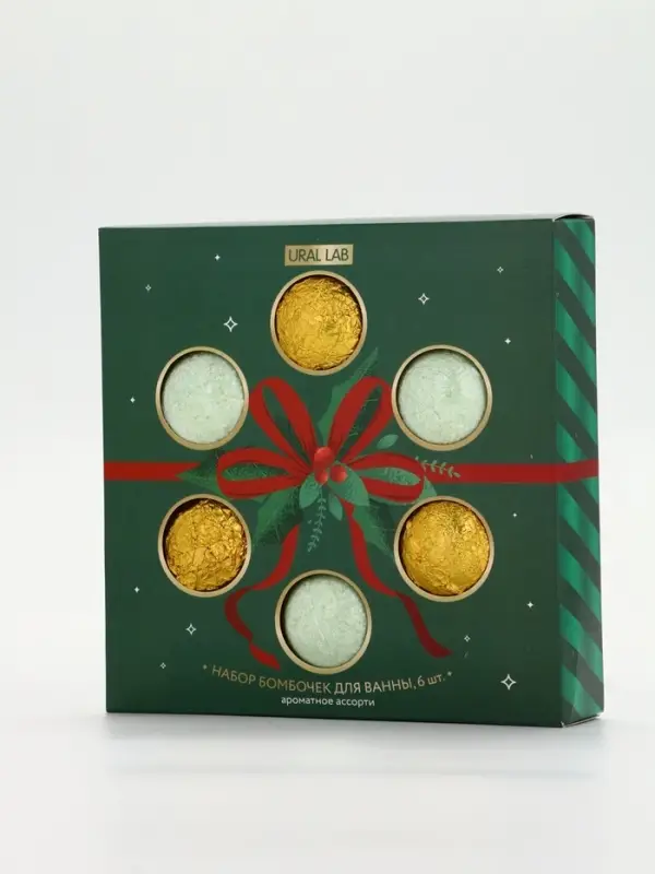 URAL LAB Винтер Мелоди Make A Wish, Набор бомбочек для ванны, 6х40 гр