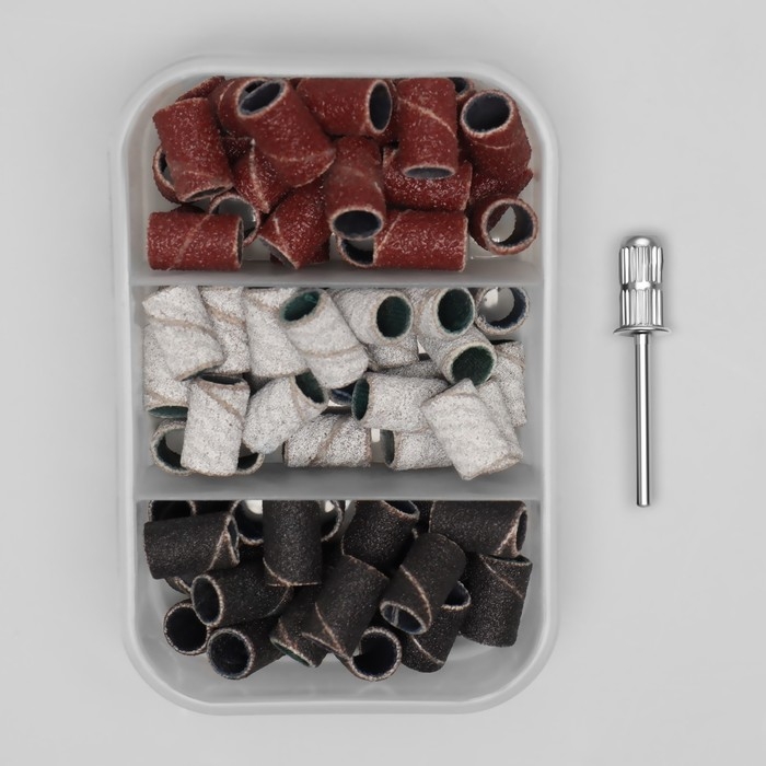 Набор для аппаратного педикюра, основа, колпачки 75 шт, абразивность 80/120/180, в футляре Набор для аппаратного педикюра, основа, колпачки 75 шт, абразивность 80/120/180, в футляре