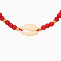 Браслет "Моана" камень пирит, длина 16 см, цв. красный