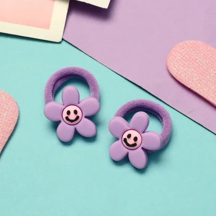 Резинки для волос «Крошка», набор 2 шт., цветочек, 3 см, сиреневые Резинки для волос «Крошка», набор 2 шт., цветочек, 3 см, сиреневые