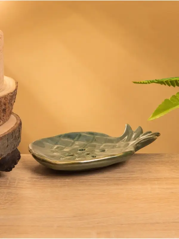 Мыльница &laquo;Ананас&raquo;, 13.5&times;9&times;2 см, керамика, зелёно-коричневая