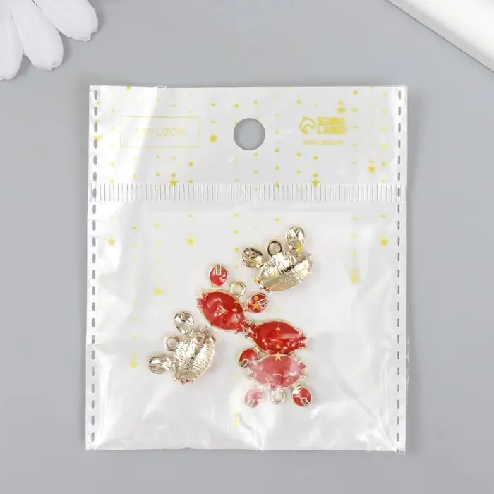 Декор для творчества металл, эмаль "Крабик" 1,4х1,7 см