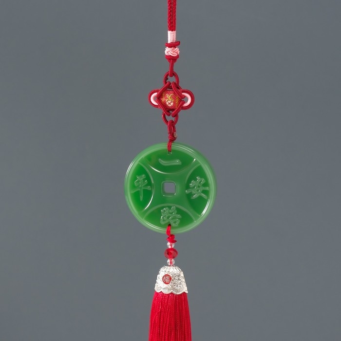 Подвеска пластик "Древняя монета" имитация нефрита 1х5х33 см