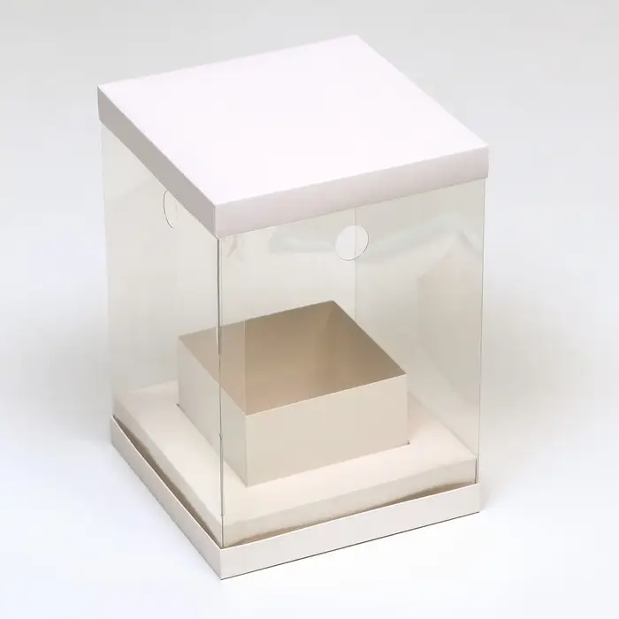 Коробка для цветов с вазой и PVC окнами, складная, 16&times;23&times;16 см, белый