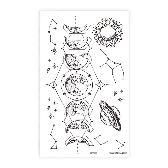 Переводные татуировки детские «Фазы луны», тату — 10 шт. Переводные татуировки детские «Фазы луны», тату — 10 шт.