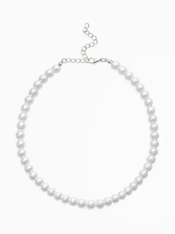 Чокер &laquo;Сияние жемчуга&raquo;, (набор3 нити) бусины №14,10,8, L=35см+8см, цвет белый в серебре