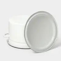 Кастрюля эмалированная, 8 л, d=26.4 см, с крышкой, без декора, белая