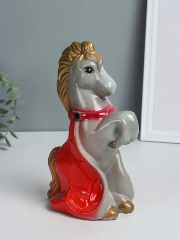 Копилка "Лошадка с попоном" высота 25 см, серый