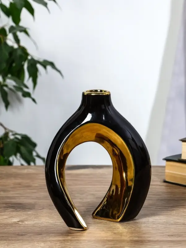 Ваза керамика настольная Ваза керамика настольная "Лари" (набор 2 шт) 22х20 d-4 см, чёрный