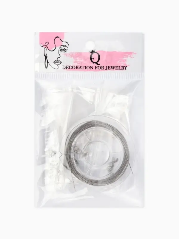 Набор для создания украшений "База" тросик, кримпы, шапочка, протектор, кольца, 61 пред, цв серебро