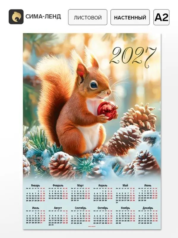 Календарь 2027, настенный, А2 &laquo;Белочка&raquo;