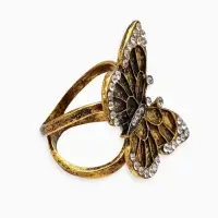 Кольцо для платка "Бабочка", цвет белый в чернёном золоте Кольцо для платка "Бабочка", цвет белый в чернёном золоте