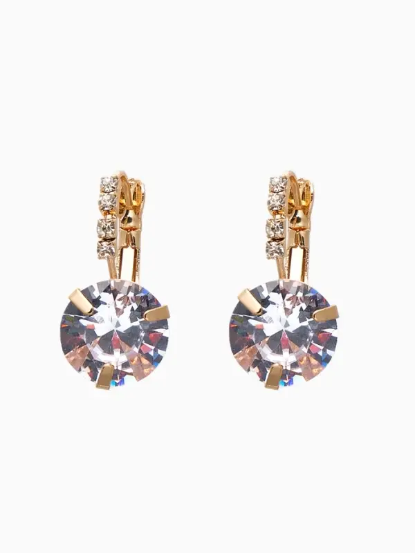 Серьги со стразами &laquo;Циркония&raquo; мини, круг, белые в золоте