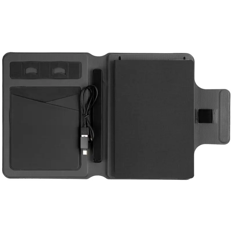 Органайзер с блокнотом и аккумулятором Oiro, черный Органайзер с блокнотом и аккумулятором Oiro, черный