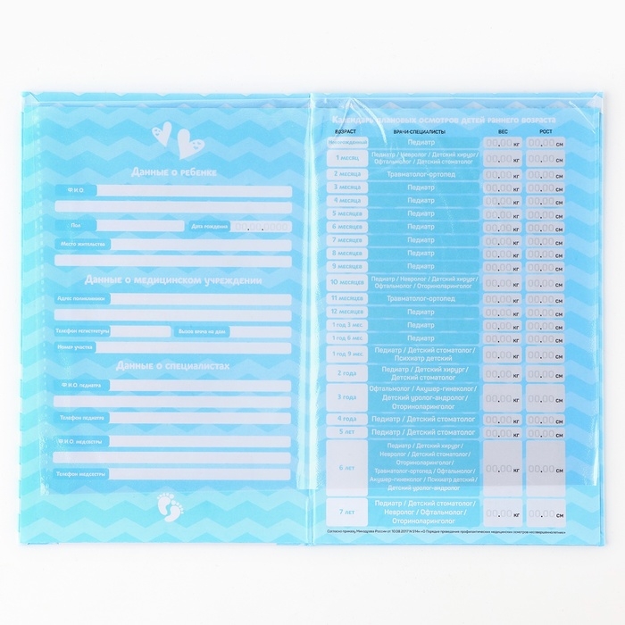 Папка для медицинского полиса "Мишка" для мальчика, 17,5 х 11,3 см