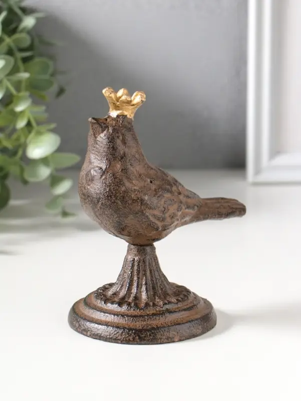 Сувенир чугун "Птица в короне" патина 11х8х13 см