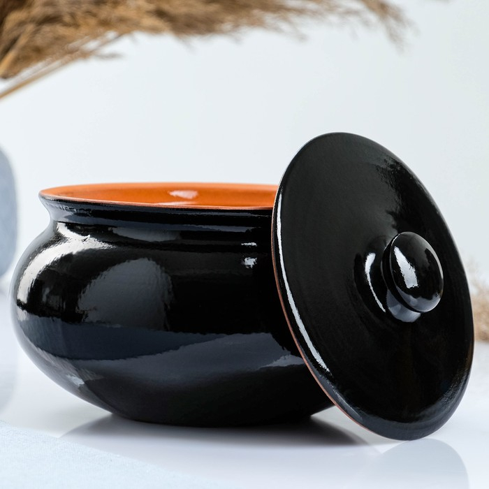 Набор посуды  Набор посуды "Вятская керамика" 2,5л + 4х0,5л + ложка, черный