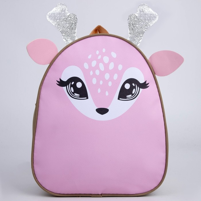 Рюкзак детский из искусственной кожи «Олененок», 30×25 см, розовый