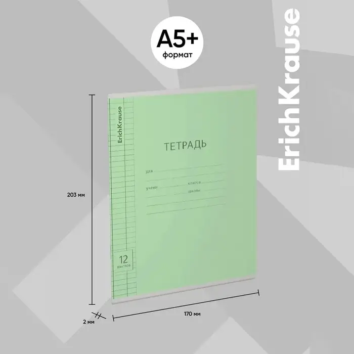 Тетрадь 12 листов в клетку ErichKrause «Классика», обложка мелованный картон, зелёная Тетрадь 12 листов в клетку ErichKrause «Классика», обложка мелованный картон, зелёная