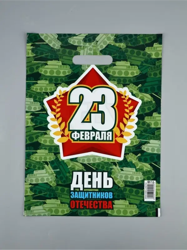 Пакет подарочный &laquo;23 февраля&raquo;, полиэтиленовый с вырубной ручкой, 30&times;40 см, 50 мк