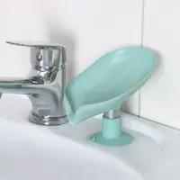 Мыльница со сливом для воды Доляна, на присоске, 12.5&times;9&times;10 см, бирюзовая