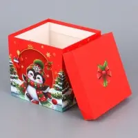 Коробка Самосборная "Новогодние зверята" 15х15х15 см