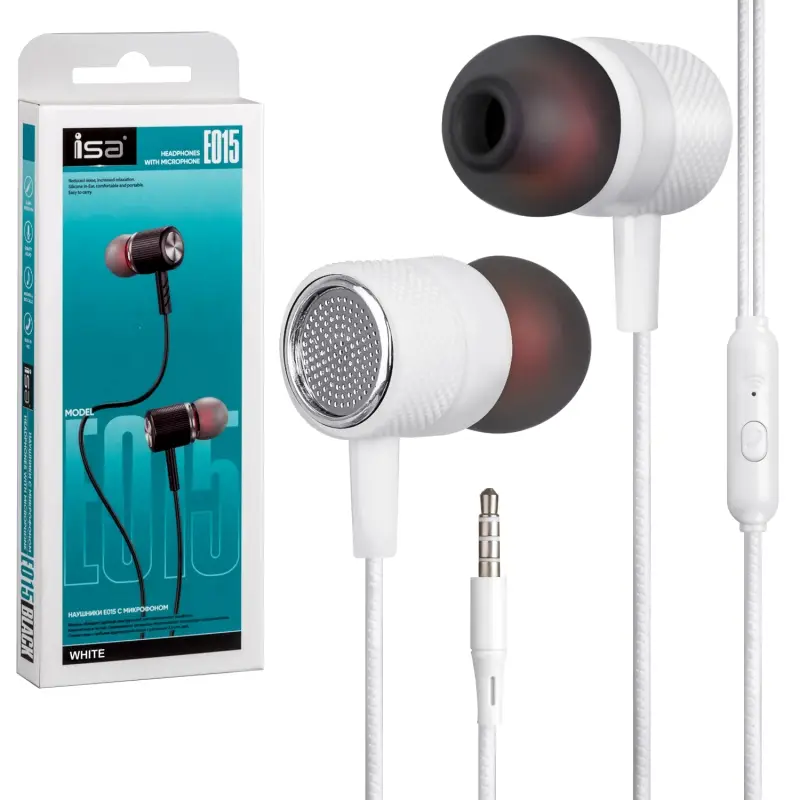 Наушники ISA E015 с микрофоном белые Наушники ISA E015 с микрофоном белые