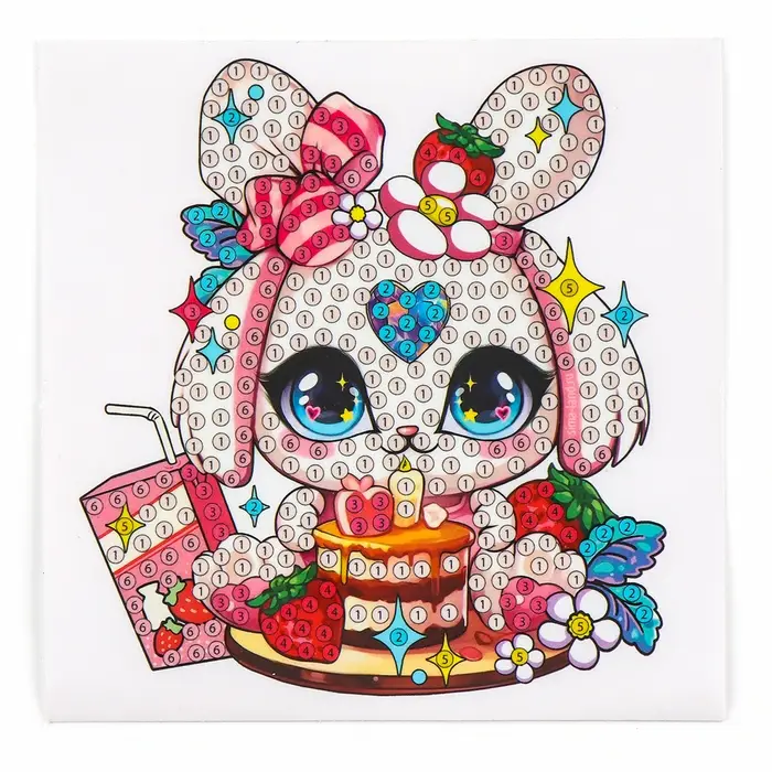 Алмазная мозаика наклейка для детей &laquo;Милый Зайка&raquo;, 9&times;9 см, набор для творчества