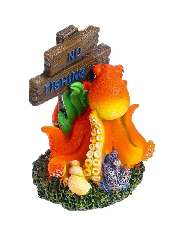 Декор для аквариума &laquo;Нет рыбалке - осьминог&raquo;, 10 см