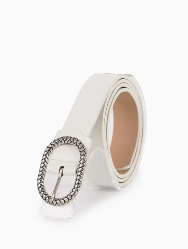 Ремень жен 05-01-02-01, Июнь2511, 2,9*0,3*110 см, винт, пряж металл, 1 прокол, белый