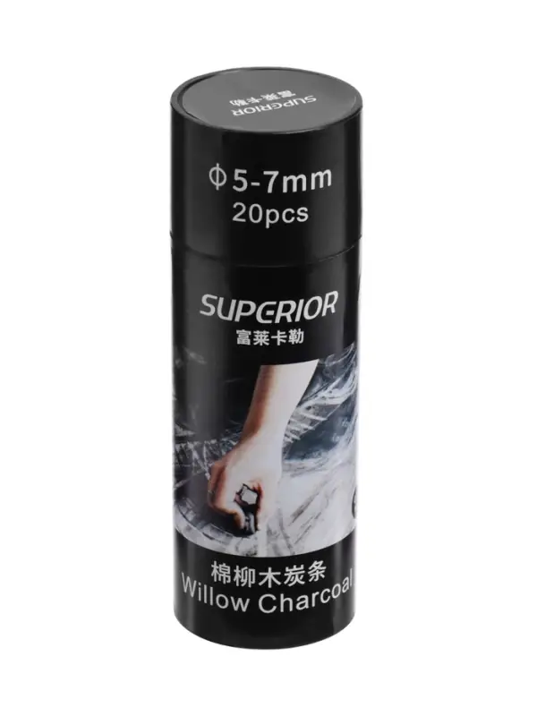 Уголь натуральный 20 штук, d=5-7 мм, в картонном тубусе, черный Уголь натуральный 20 штук, d=5-7 мм, в картонном тубусе, черный