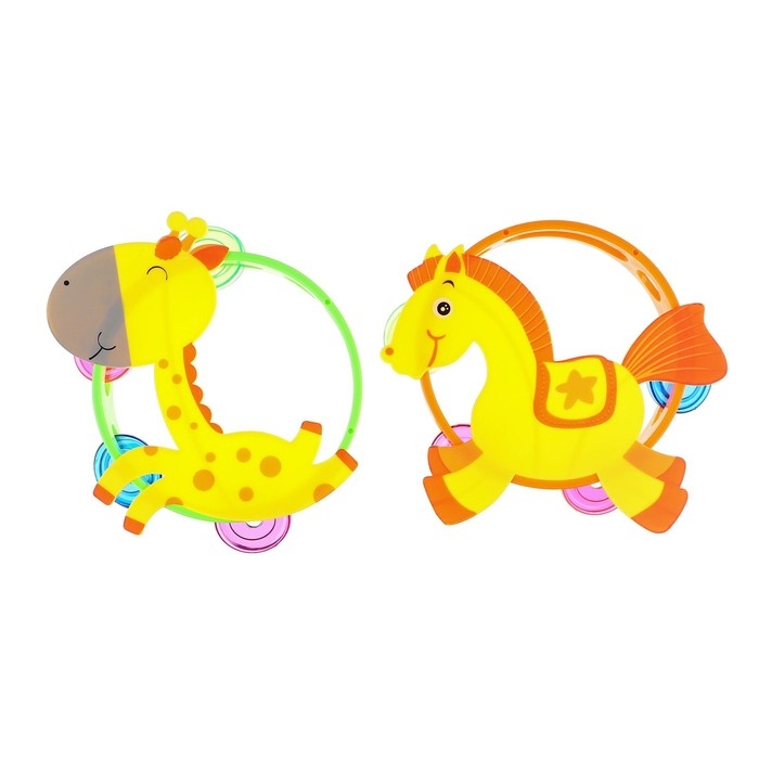 Погремушка - бубен «Жирафик / Лошадка», виды МИКС, Крошка Я Погремушка - бубен «Жирафик / Лошадка», виды МИКС, Крошка Я