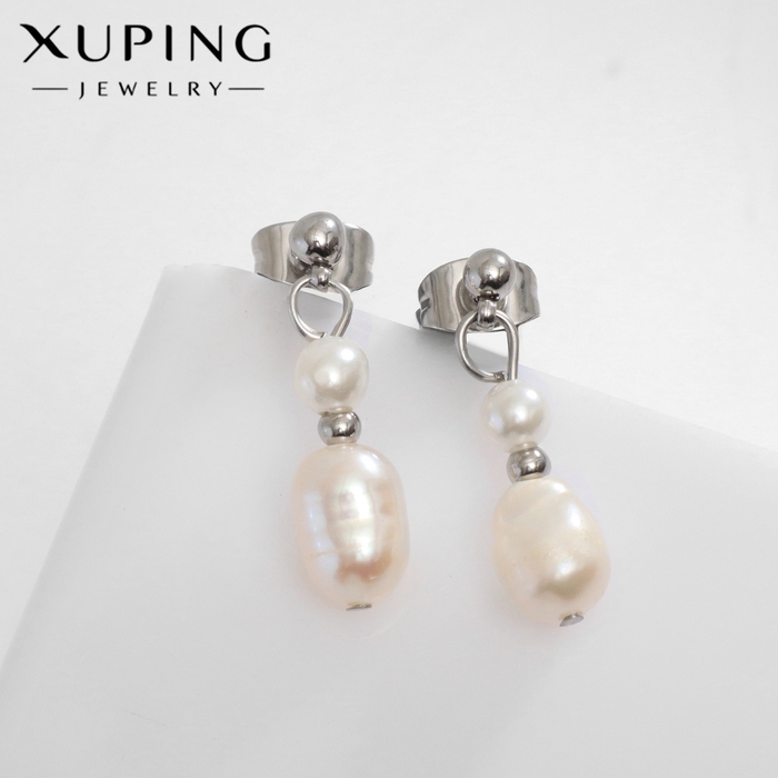 Серьги металл XUPING бусины, цвет серебро Серьги металл XUPING бусины, цвет серебро