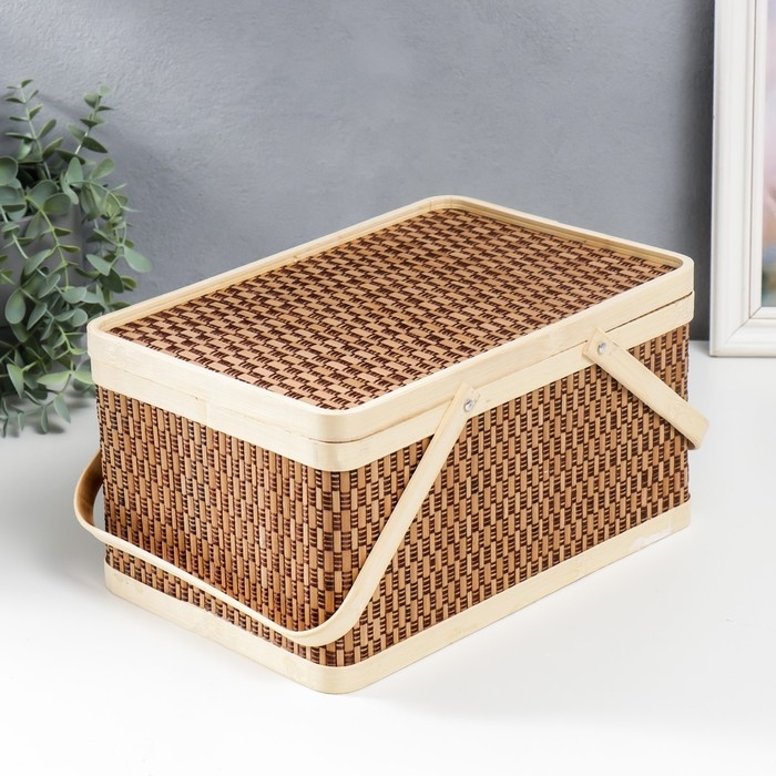 Шкатулка бамбук Шкатулка бамбук "Прямоугольная" с ручками 16х20х30 см