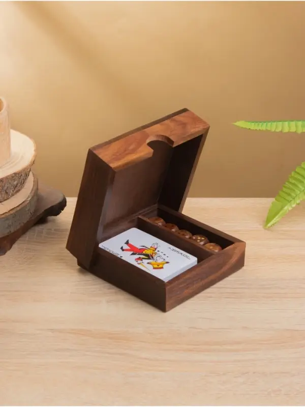 Шкатулка для хранения игральных карт, 12.5&times;12.5 см, дерево шишам, латунь