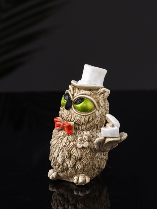 Набор фигур Набор фигур "4 совы на подносе" размер 20х10х10 см, бежевый