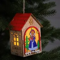 Ёлочная игрушка &laquo;Домик со Снегурочкой&raquo;, 14.5&times;11&times;8.5 см, 1 LED, от батареек, свечение тёплое белое