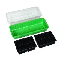 Мини-парник для рассады, 40&times;16&times;13 см, 2 вставки, 8 ячеек, зелёный, Greengo